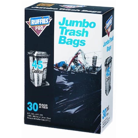 Berry Plastics 45 Gallon Jumbo Trash Bags, 30PK 618909